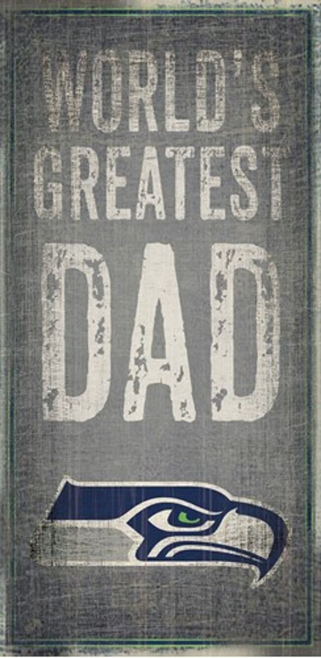 NFL Seattle Seahawks Dad Sign Worlds Greatest Wooden Man Cave Wall Distressed